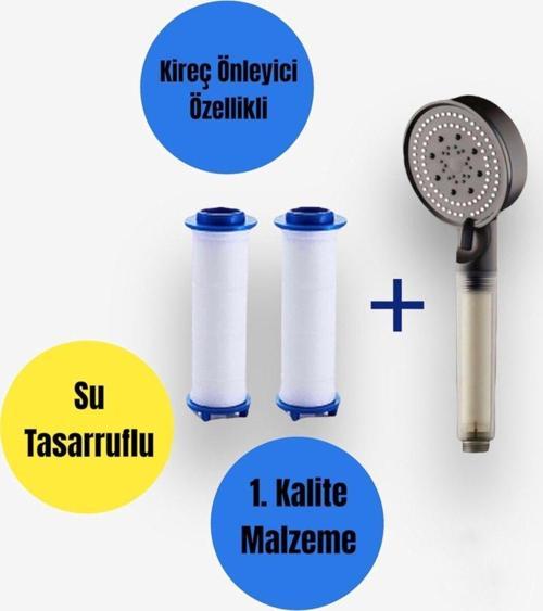 Kireç Önleyici El Duşu Su Tasarruflu 2 Adet Yedek Filtreli