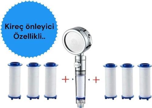 Kireç Önleyici Özellikli Su Tasarruflu 3 Akış Mod Özellikli Duş Başlığı Ve 6 Adet Yedek Filtre