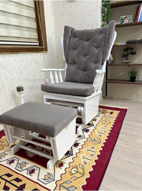 Mama Puflu Lake Gri Minderli Sallanan Sandalye Emzirme Koltuğu