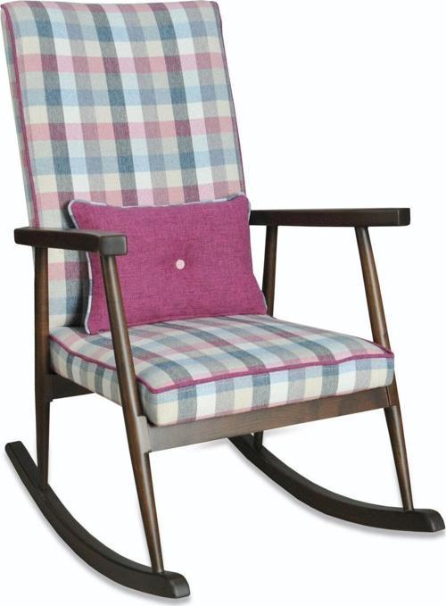 Trend Ceviz Ekose Pembe Sallanan Sandalye Dinlenme Emzirme Baba Tv Okuma Koltuğu Berjer