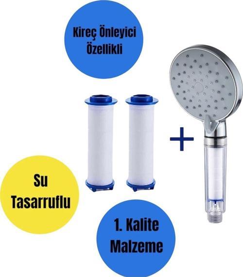 Su Tasarruflu Yüksek Kaliteli 5 Fonksiyonlu Duş Başlığı 2 Adet Yedek Filtreli