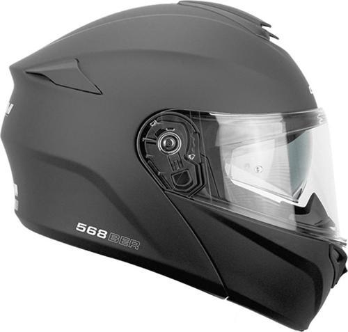568A BER MONO ÇENE AÇILIR MOTOSİKLET KASKI SİYAH / XL