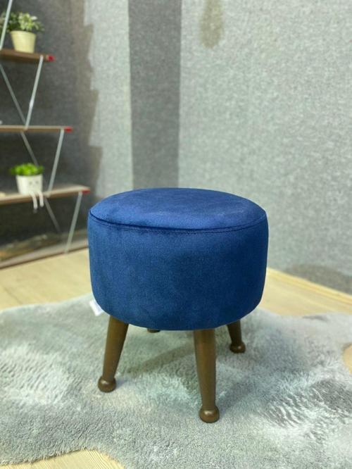 Miskin Ceviz Lacivert Ahşap Ayak Uzatma Pufu Makyaj Koltuğu Tabure