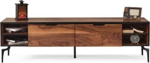 Ahşap Kaplamalı Elit Ceviz Boyalı Tv Sehpası 160x48 cm