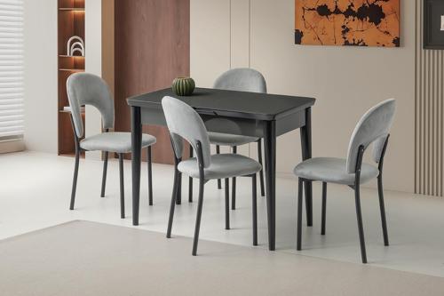 Kelebek 60 x 100 Cm Tekno Kenar Mdf H.G Açılır Masa 4 Adet Ay Sandalye Takım
