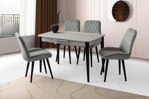 Milano Mdf Ortadan Açılır Masa 4 Adet Fulya Sandalye Takım