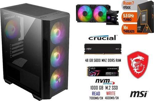 AMD RYZEN 7 9700X 48 GB RAM 1 TB SSD SIVI SOĞUTMA MSİ PC 