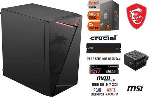 AMD RYZEN 5 8500G 24 GB RAM 1 TB SSD MSİ OFİCE PC