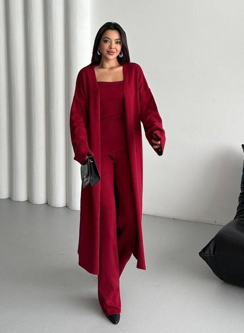 Bordo Valencia Üçlü Triko Takım-00600
