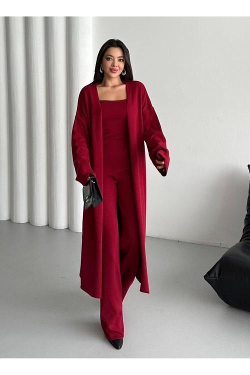 Bordo Valencia Üçlü Triko Takım-00600