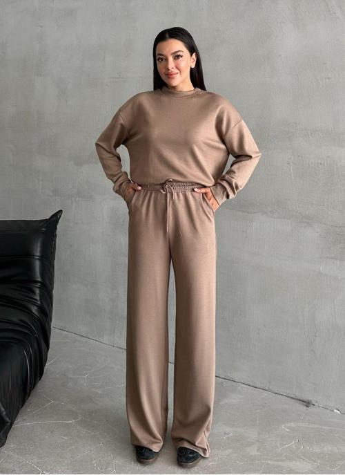 Vizon Sweat Geniş Paçalı Pantolon Takım