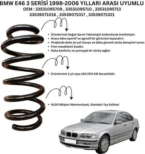 BMW 3 Serisi E46 (1998-2006) Uyumlu Standart Yay ST104046R - Arka Helezon Yay Takımı - 2 Adet