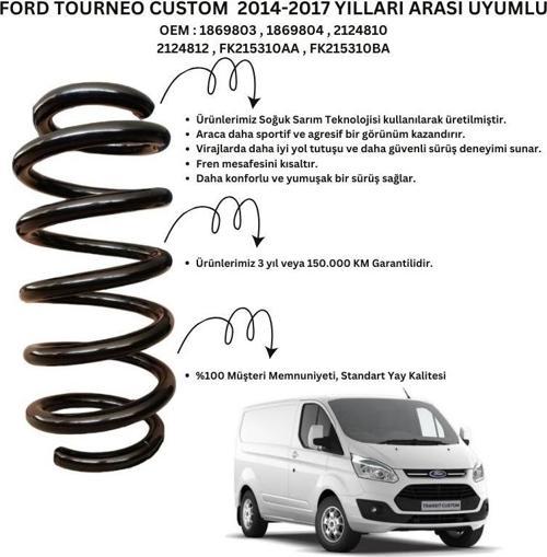 Ford Tourneo Custom (2014-2017) Uyumlu Standart Yay ST110126F - Ön Helezon Yay Takımı - 2 Adet