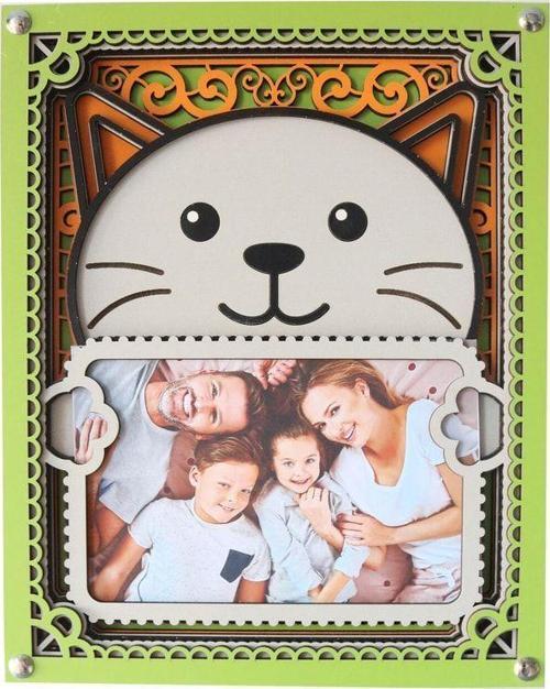 Çocuk Odası Fotoğraf Çerçevesi- Ahşap Çocuk Resim Çerçevesi - Çok Katlı Çerçeve - Kedi Temalı