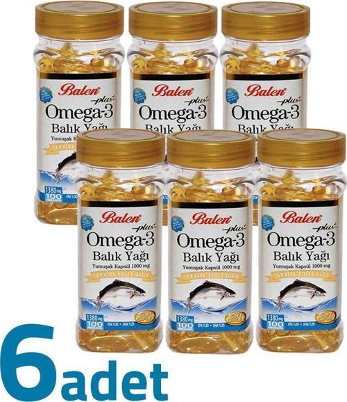 Plus+ Omega3 Balık Yağı Yumuşak Kapsül 1380mg x 100 Kapsül x 6 Kutu