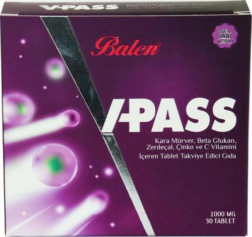 V-Pass Tablet Kara Mürverli Zerdeçallı Çinko C Vitamini 30