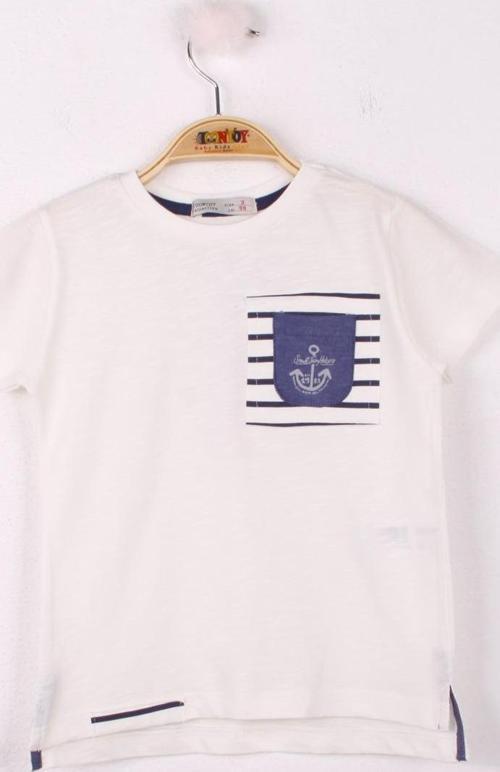 Toontoy Erkek Çocuk Cep Üstü Çapa Nakışlı T-Shirt