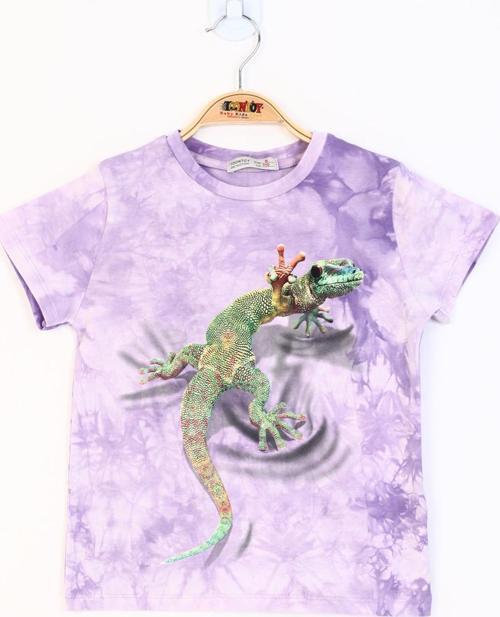 Toontoy Erkek Çocuk Batik Desenli Kertenkele Baskılı Tişört