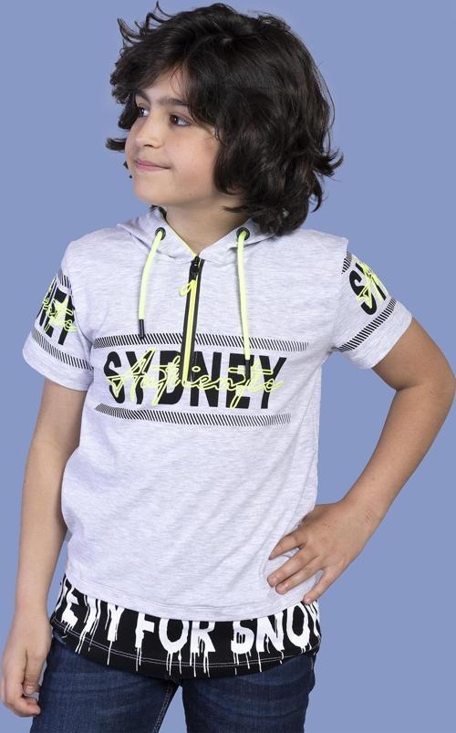 Toontoy Erkek Çocuk Kapüşonlu Garni Detaylı Tişört