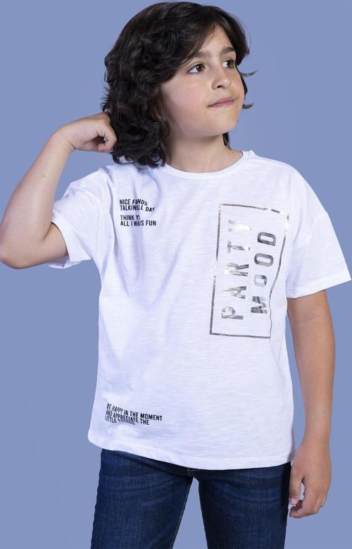 Toontoy Erkek Çocuk Düşük Kol Varak Baskılı Tişört