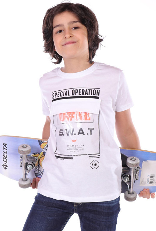 Toontoy Erkek Çocuk Süs Cepli Special Operation Baskılı Tişört