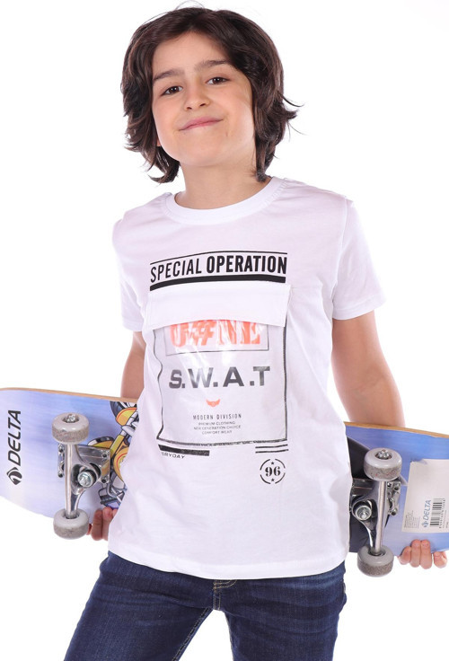 Toontoy Erkek Çocuk Süs Cepli Special Operation Baskılı Tişört