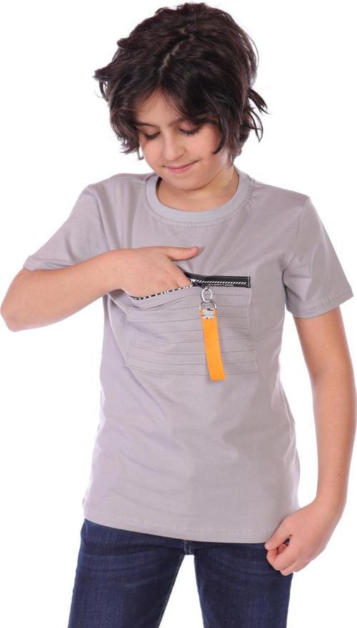 Toontoy Erkek Çocuk Önü Süs Fermuarlı Kol Kısmı Arma Detaylı Tişört