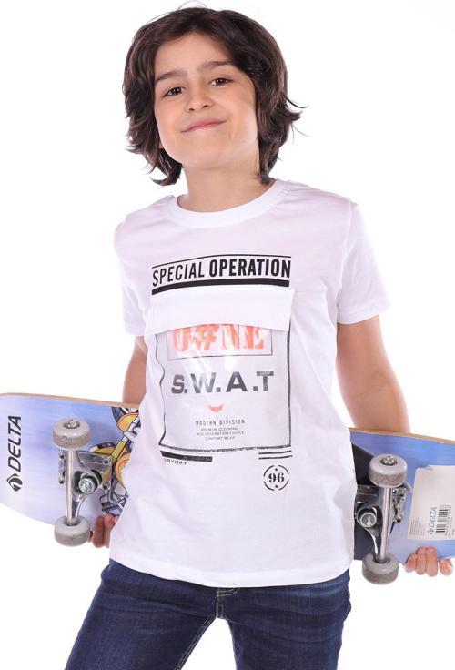 Toontoy Erkek Çocuk Süs Cepli Special Operation Baskılı Tişört