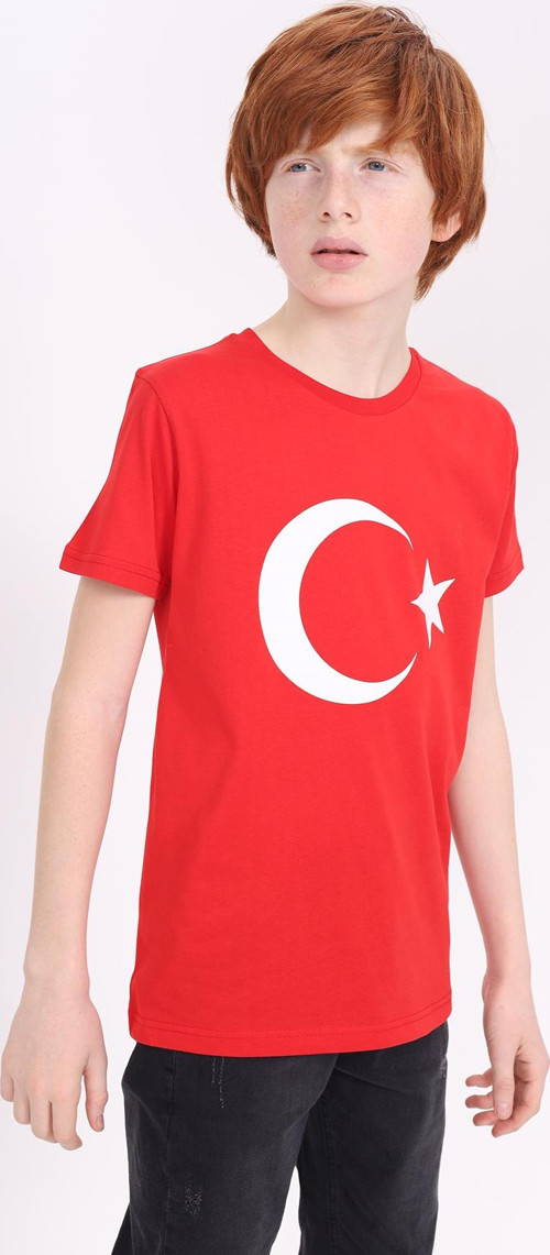 Toontoy Unisex Çocuk Ay Yıldız Baskılı Tişört