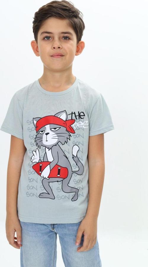 Toontoy Erkek Çocuk Kaykay Kedi Baskılı Tişört