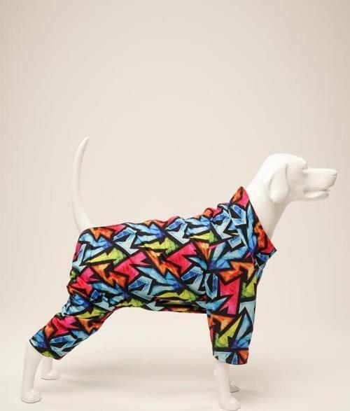 Graffıtı Penye Astarlı Su Geçirmez Köpek Yağmurluğu Medium