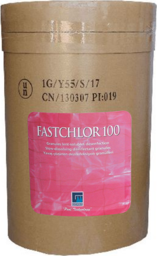Gemaş FASTCHLOR 100 50 Kg %90 Aktif Toz Klor Stabilize Triklor Granül - %90 Chlorine Granular-ToptancıyızBiz