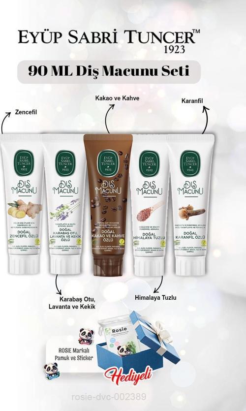 90 ml Diş Macun Seti Kakao, Zencefil, Karanfil, Himalaya,Lavanta ve Rosie