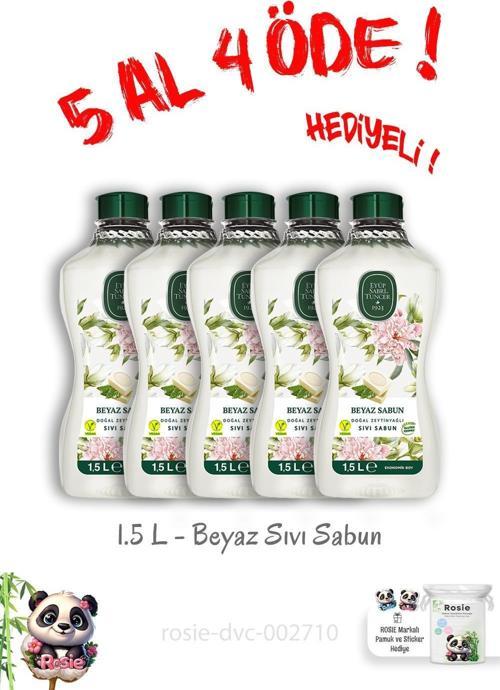 Doğal Zeytinyağlı Sıvı Beyaz Sabun 1.5 L 5 Al 4 Öde ve Rosie Hediye
