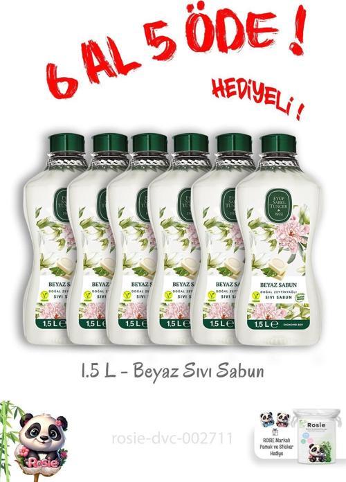 Doğal Zeytinyağlı Sıvı Beyaz Sabun 1.5 L 6 Al 5 Öde ve Rosie Hediye