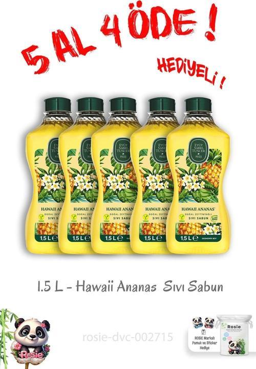 Hawaii Ananas Sıvı Sabun 1.5 L 5 Al 4 Öde ve Rosie Hediye