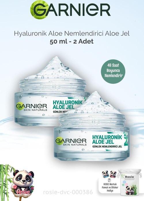 2 Adet Garnier Günlük Nemlendirici Hyaluronik Aloe Jel 50 ml ve ROSIE