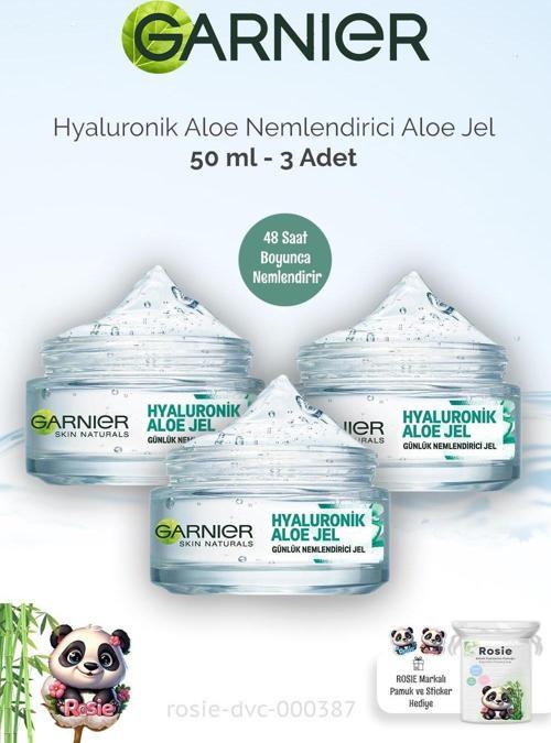 3 Adet Garnier Günlük Nemlendirici Hyaluronik Aloe Jel 50 ml ve ROSIE