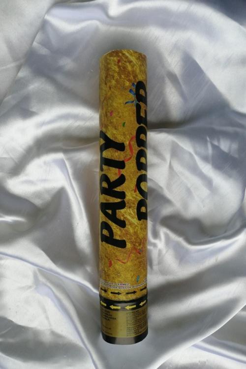 1 Adet Party Popper Altın/Gold Metalik Konfeti 30 Cm