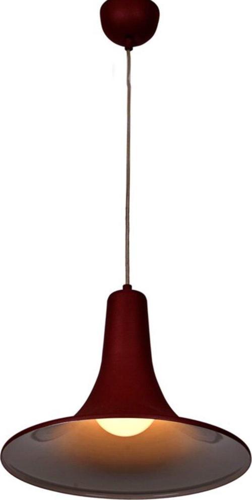  Rsylight Retro Metal Dekoratif Kırmızı içi Beyaz Rustik Tekli Sarkıt Avize Çap 34 cm