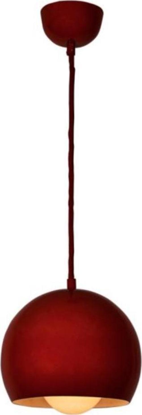Retro Rustik Dekoratif Kırmızı içi Beyaz Metal Sarkıt Avize Çap:20 cm