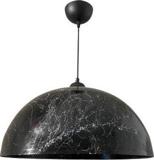 Retro Siyah Mermer Desenli Dekoratif Tekli Rustik Metal Sarkıt Avize 40 Cm