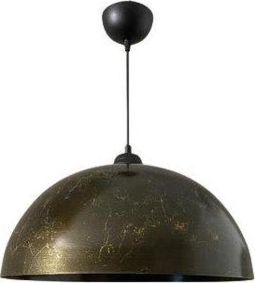 Retro Kahve Mermer Desenli Dekoratif Tekli Rustik Metal Sarkıt Avize 40 Cm
