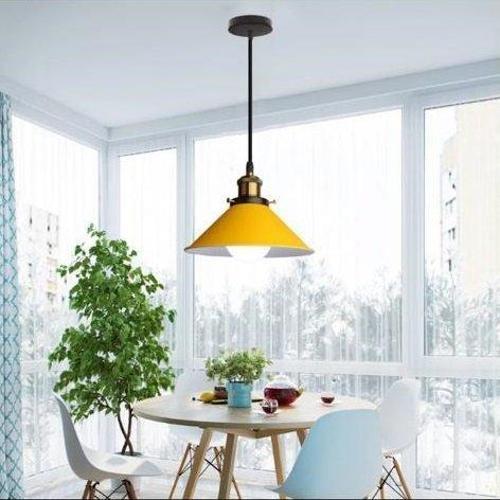 Retro Metal Dekoratif Rustik Sarı Tekli Sarkıt Avize Çap 30 cm