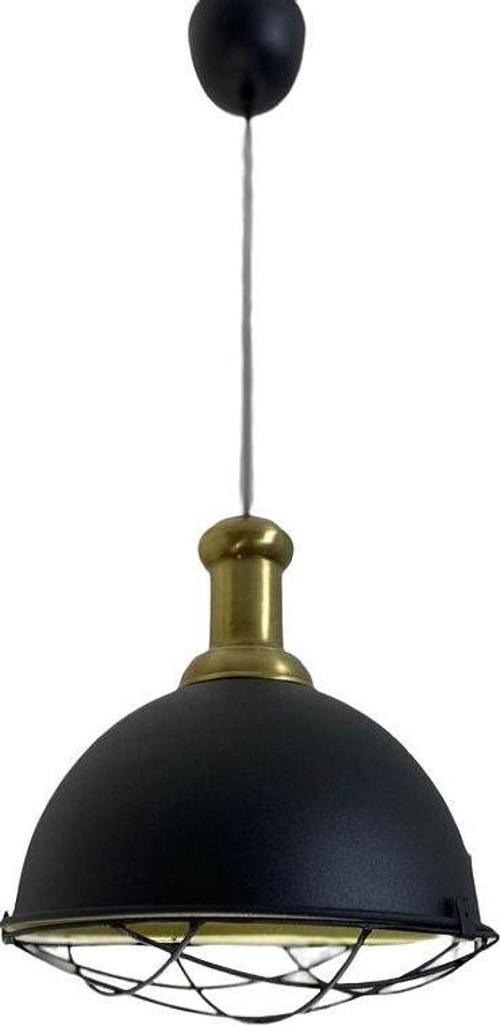 Retro Metal Dekoratif Siyah Kafesli Tekli Sarkıt Avize Çap 33cm