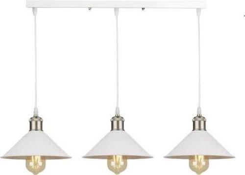 Retro Dekoratif 3 lü Beyaz Rustik Metal Sarkıt Avize 60 Cm