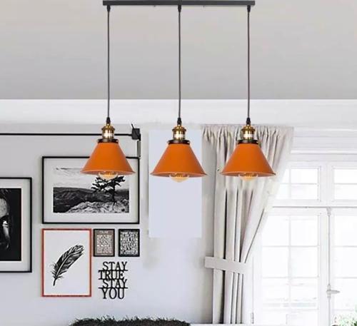 Retro Dekoratif 3 lü Bakır Rustik Metal Sarkıt Avize 60 Cm