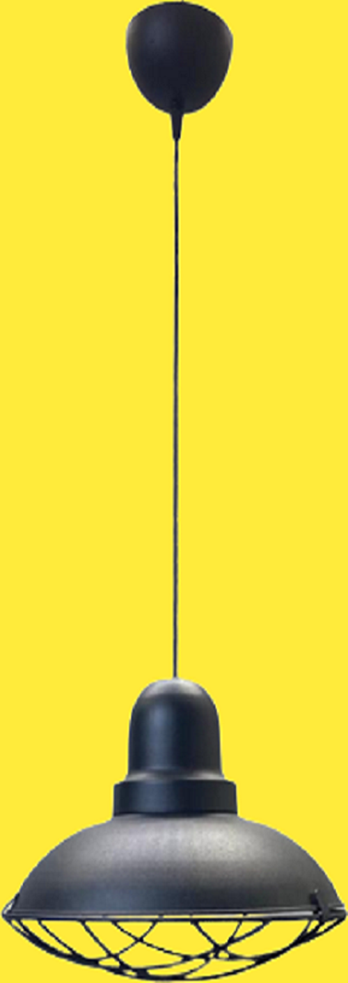 Retro Siyah Metal Kafesli Dekoratif Tekli Kafe Mutfak Sarkıt Avize Çap:30 cm