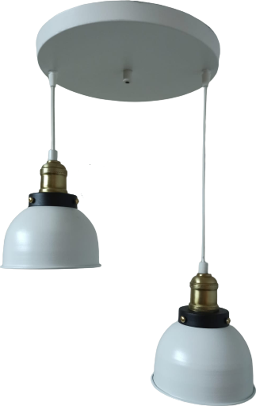 Rys Retro Metal Beyaz 2 li Eskitme Duylu Dekoratif Rustik Sarkıt Avize Çap :30 cm