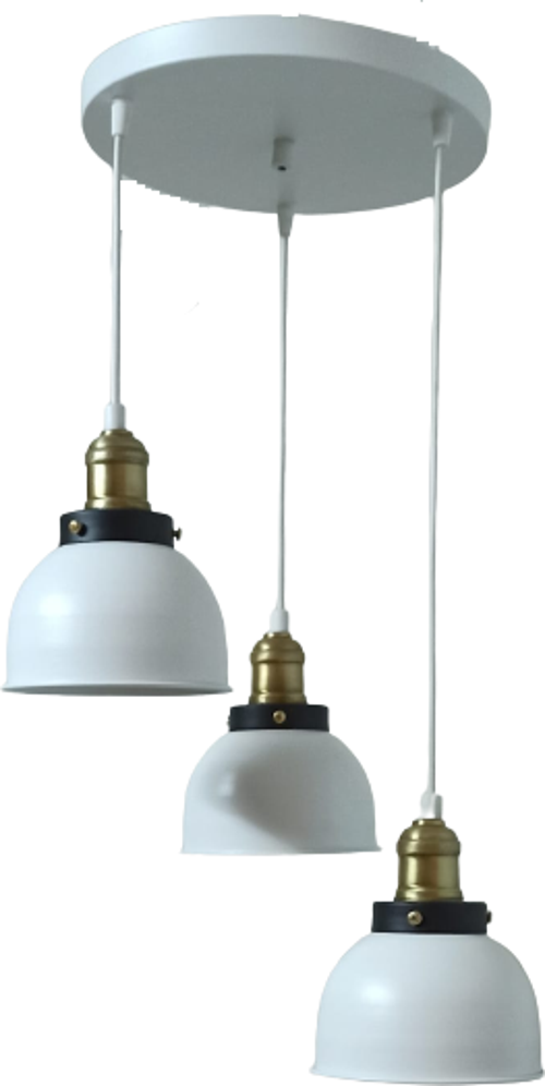 Rys Retro Metal Beyaz 3 lü Eskitme Duylu Dekoratif Rustik Sarkıt Avize çap:30 cm